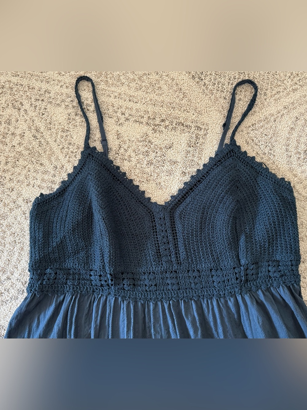 Old Navy Maxi Dress Crochet Bodice Dark Teal Sz 2X - Picture 8 of 9